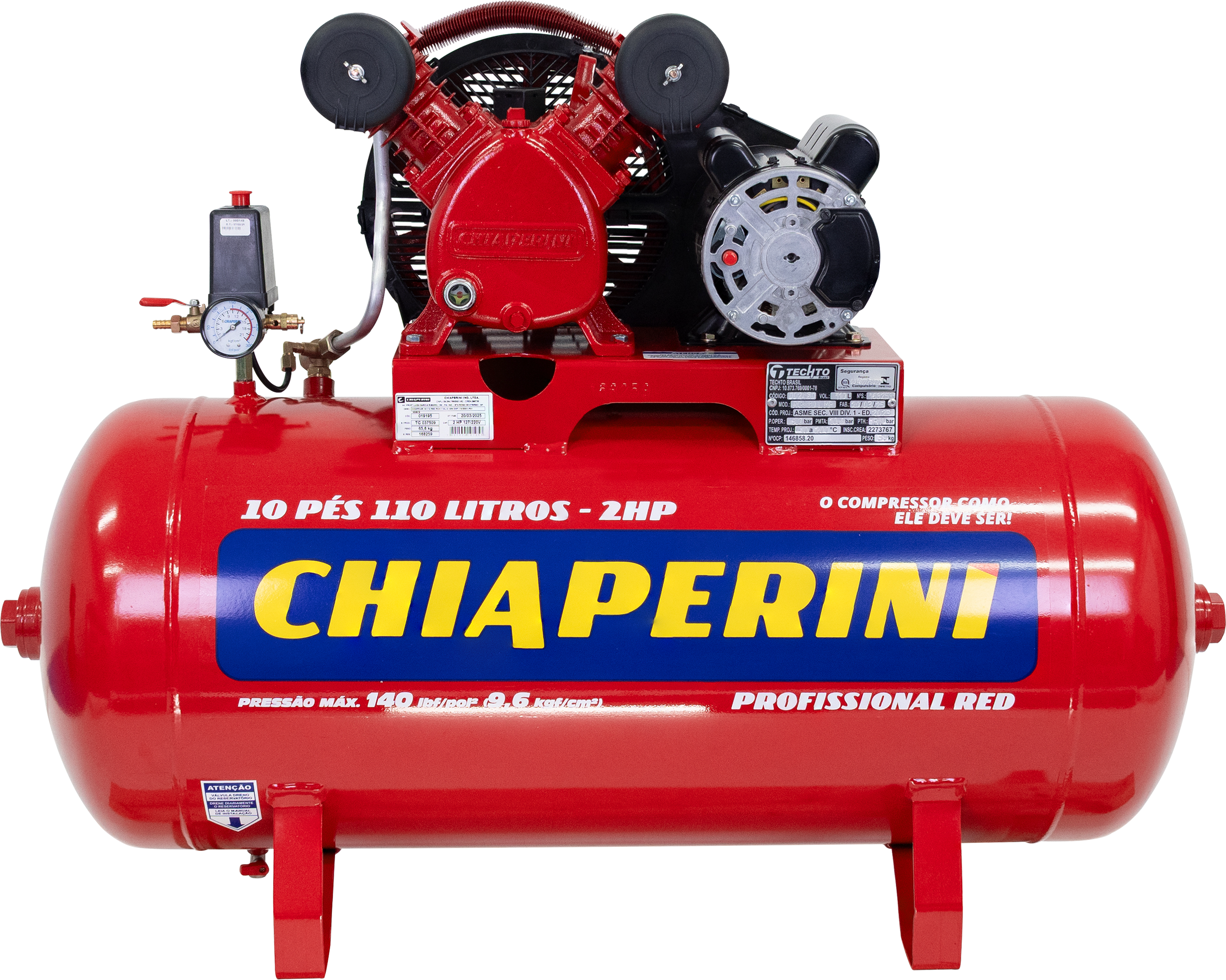 Compressor de ar média pressão 10 pcm 110 litros - Chiaperini 10